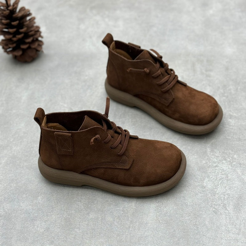 Casual Comfortable Lace-up Genuine Leather Women's Boots
