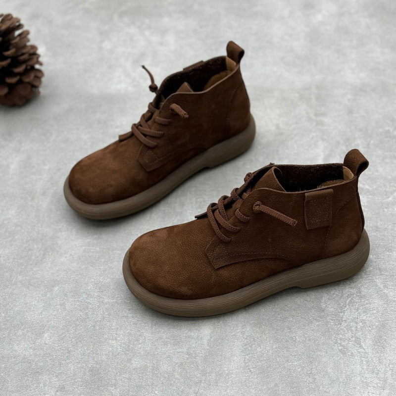 Casual Comfortable Lace-up Genuine Leather Women's Boots