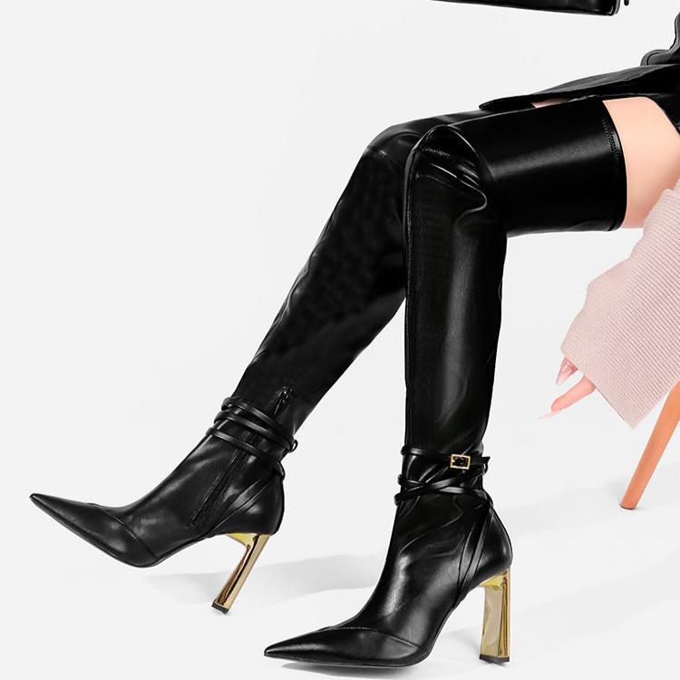 Womens Stretch Over-The-Knee High Heel Boots
