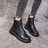 Women Winter Genuine Leather Ankle Lace Up Boots