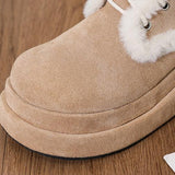 Vintage Retro Tan Suede Winter Snow Platform Boots