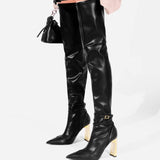 Womens Stretch Over-The-Knee High Heel Boots