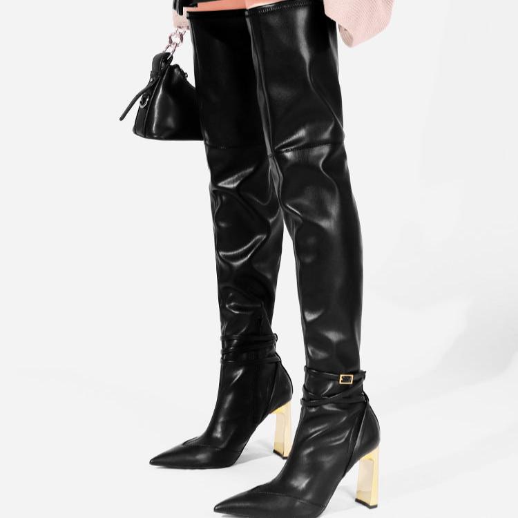 Womens Stretch Over-The-Knee High Heel Boots