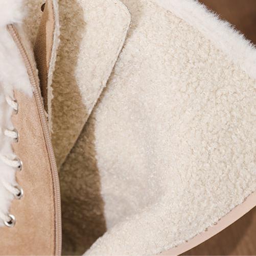 Vintage Retro Tan Suede Winter Snow Platform Boots