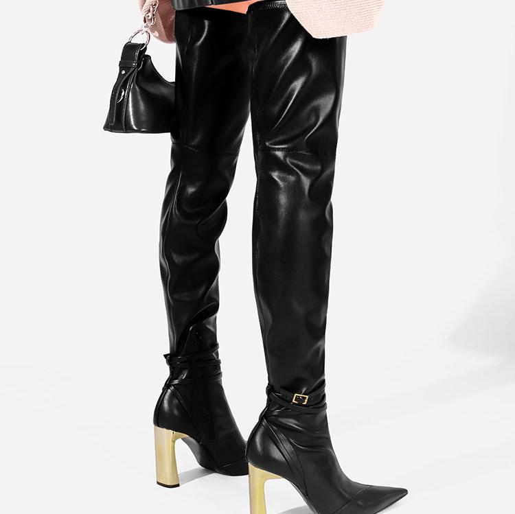 Womens Stretch Over-The-Knee High Heel Boots