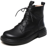 Women Winter Genuine Leather Ankle Lace Up Boots