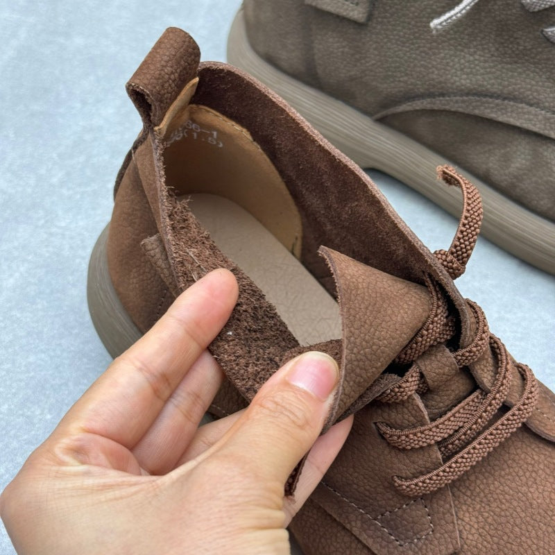 Casual Comfortable Lace-up Genuine Leather Women's Boots