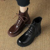 Womens Round Toe Block Heels Zipper Ankle Boots