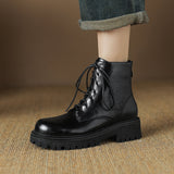 Womens Round Toe Block Heels Zipper Ankle Boots