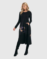 Amethyst Mix Media Cocoon Dress, Multi