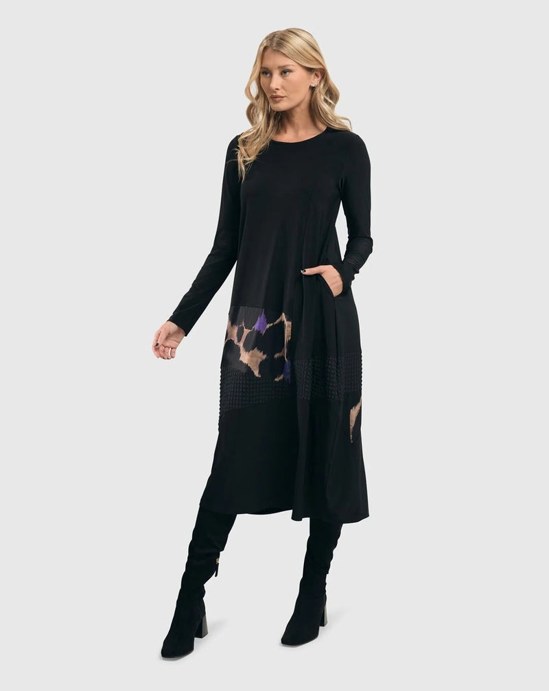 Amethyst Mix Media Cocoon Dress, Multi