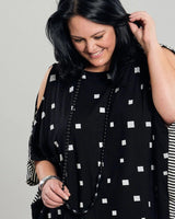 Boxy Dolman Cutout Top, Squares