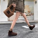 Women’s Cow Suede Ankle Boots – Casual Flat Comfortable Style