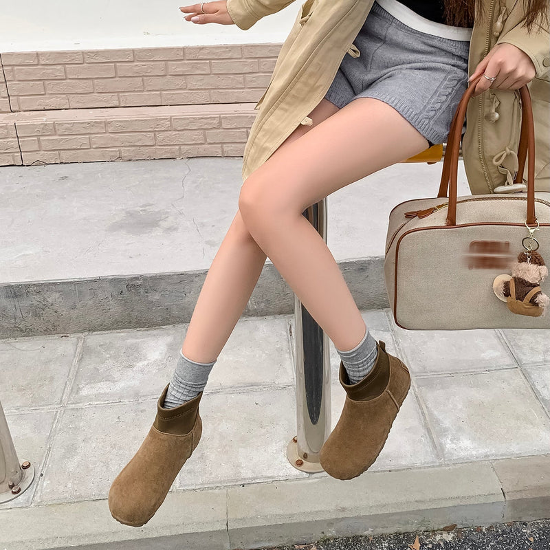 Women’s Cow Suede Ankle Boots – Casual Flat Comfortable Style