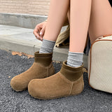 Women’s Cow Suede Ankle Boots – Casual Flat Comfortable Style