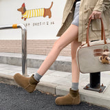 Women’s Cow Suede Ankle Boots – Casual Flat Comfortable Style