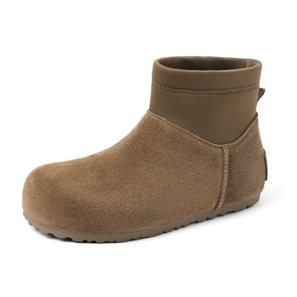 Women’s Cow Suede Ankle Boots – Casual Flat Comfortable Style