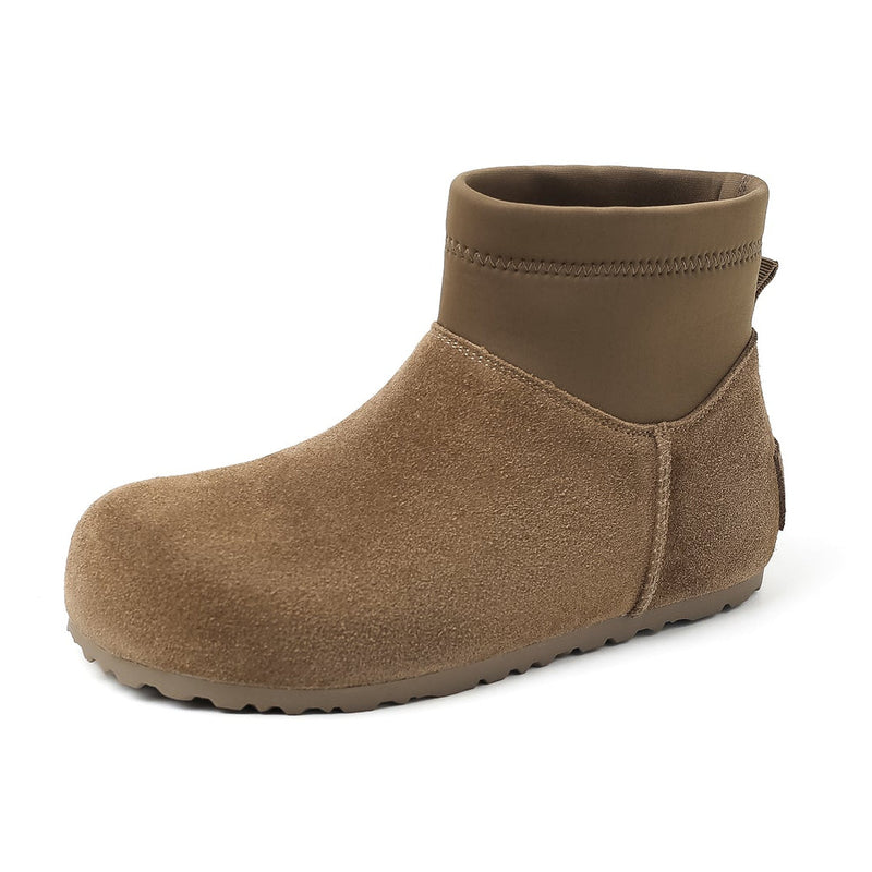Women’s Cow Suede Ankle Boots – Casual Flat Comfortable Style