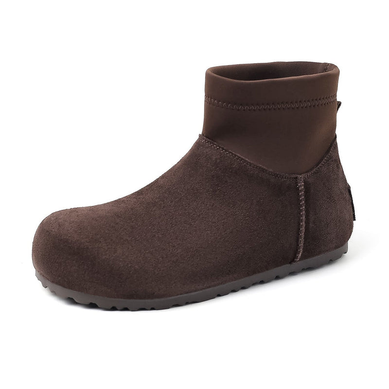 Women’s Cow Suede Ankle Boots – Casual Flat Comfortable Style