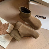 Women’s Cow Suede Ankle Boots – Casual Flat Comfortable Style