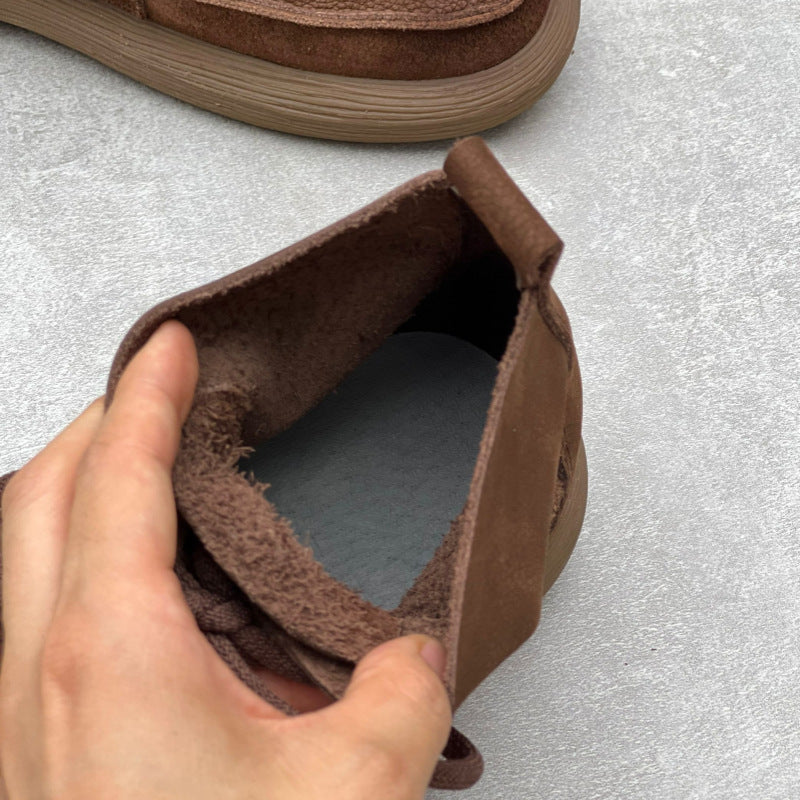 Women Handmade Retro Leather High-topLace-up Casual Shoes