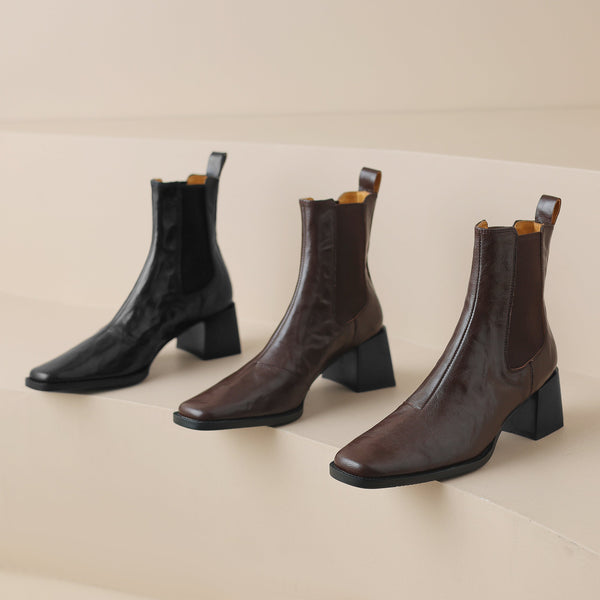 Womens Leather Heeled Chelsea Boot