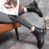 Women Winter Genuine Leather Ankle Lace Up Boots