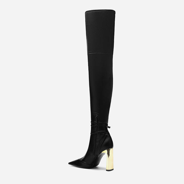 Womens Stretch Over-The-Knee High Heel Boots