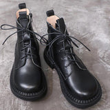 Women Winter Genuine Leather Ankle Lace Up Boots