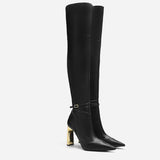 Womens Stretch Over-The-Knee High Heel Boots