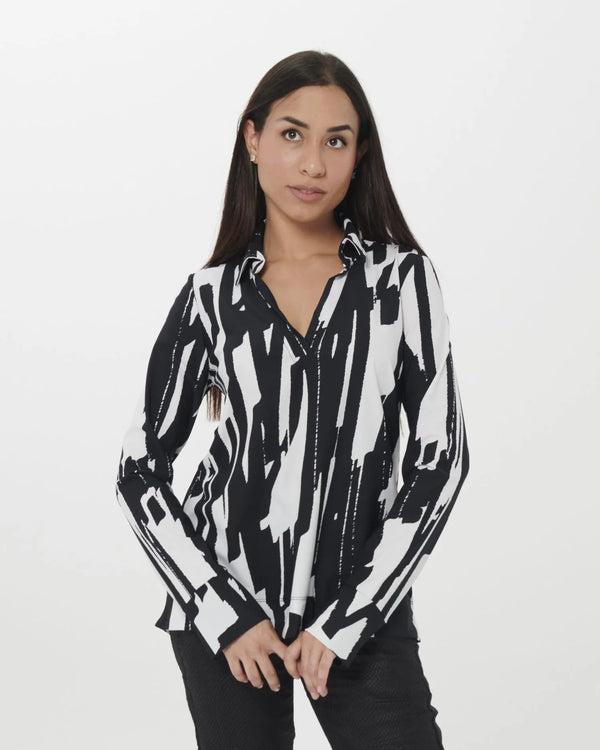 Cyber V-Neck Pullover Top, Brush