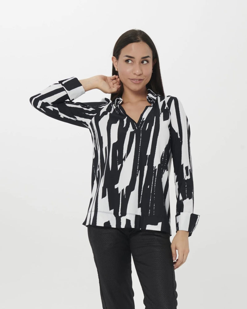 Cyber V-Neck Pullover Top, Brush