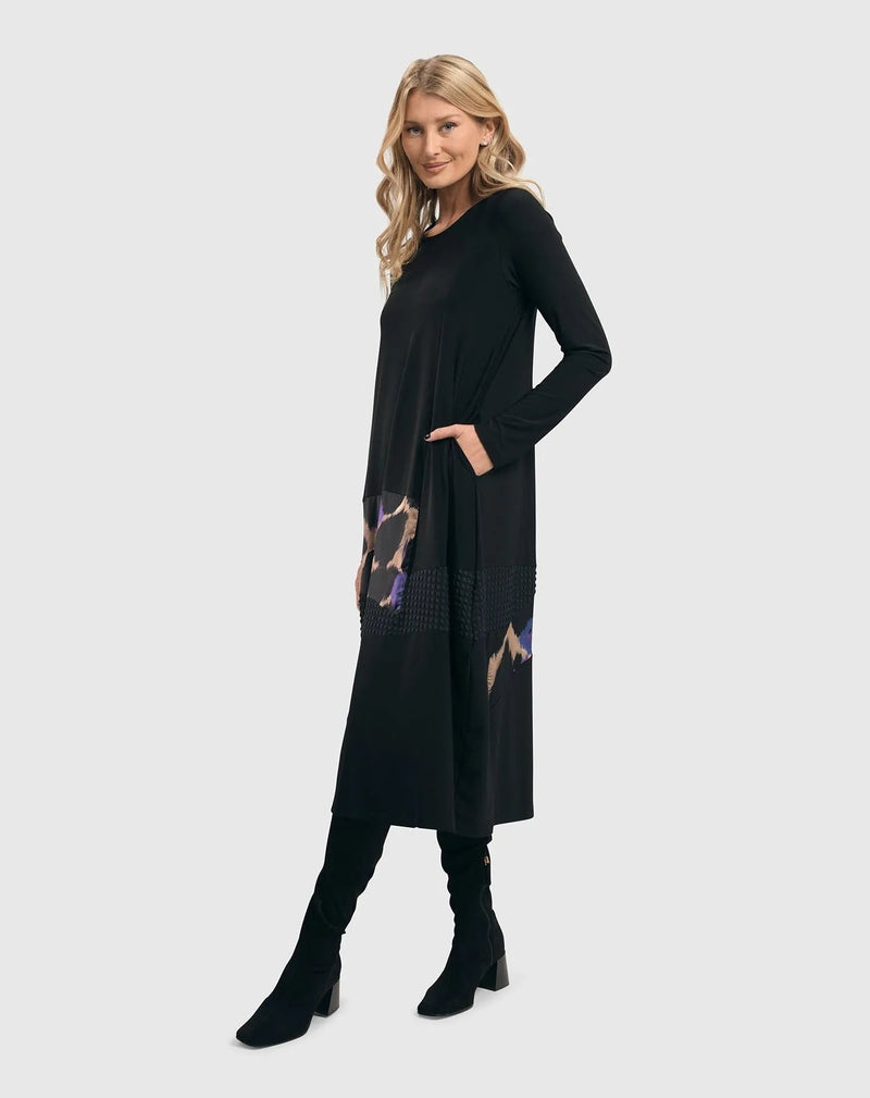 Amethyst Mix Media Cocoon Dress, Multi