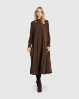 Essential Slinky A-line Dress, Sepia