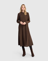 Essential Slinky A-line Dress, Sepia