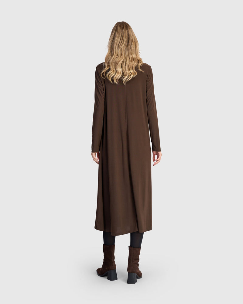 Essential Slinky A-line Dress, Sepia