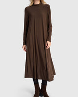 Essential Slinky A-line Dress, Sepia