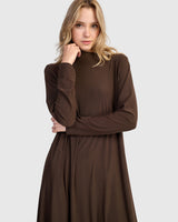 Essential Slinky A-line Dress, Sepia