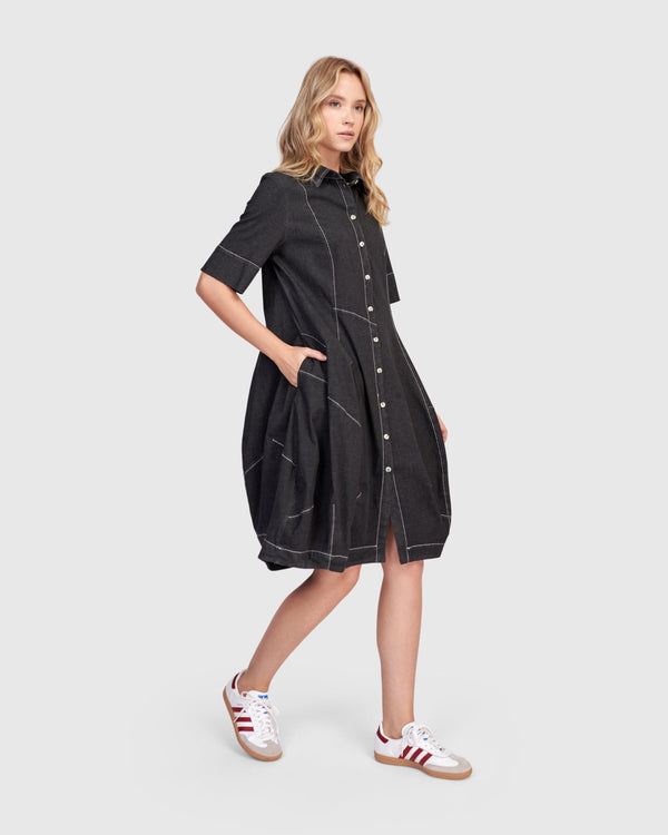 Barbie Wonderful Shirt Dress, Black Denim