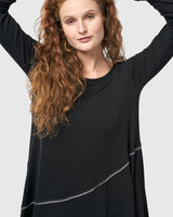 Nightingale Pullover Midi Dress, Black