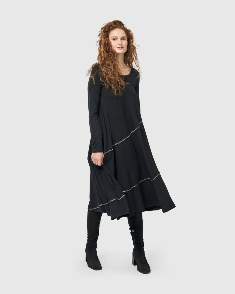 Nightingale Pullover Midi Dress, Black