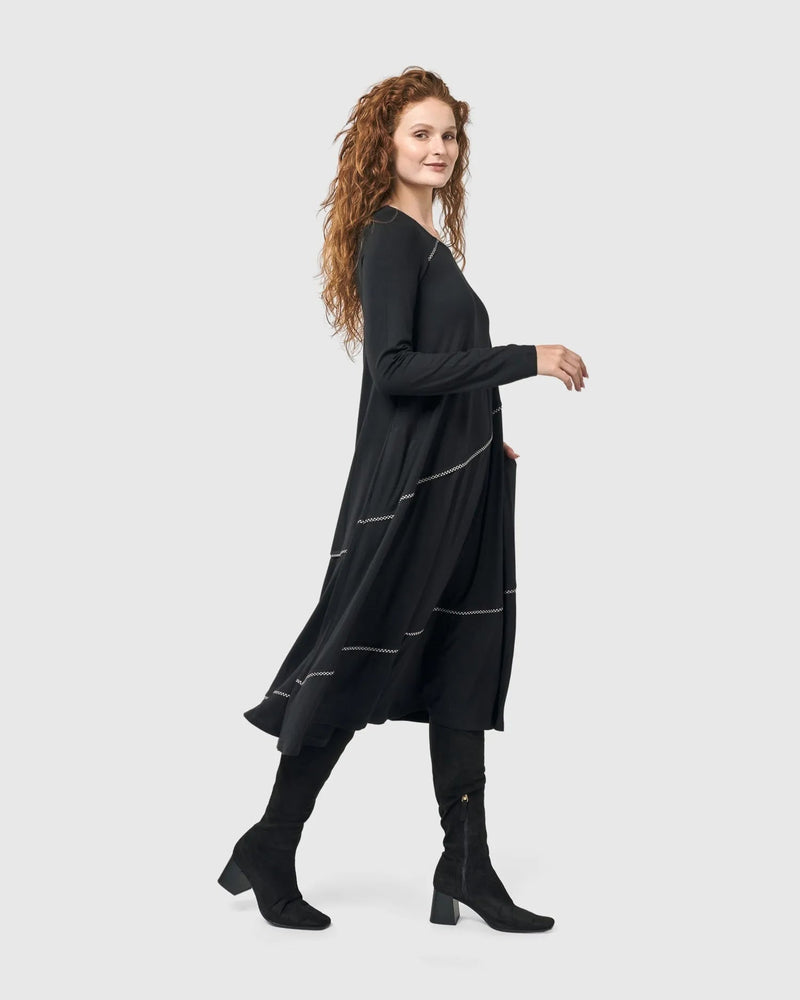 Nightingale Pullover Midi Dress, Black