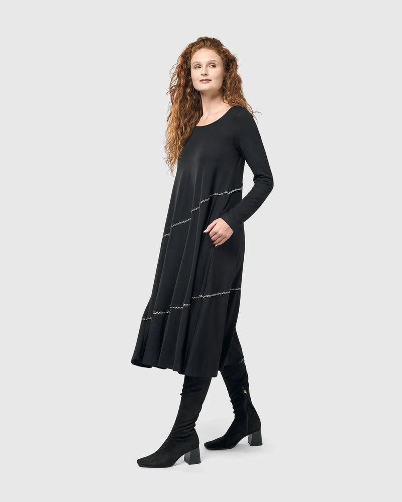 Nightingale Pullover Midi Dress, Black