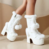Sweet Lolita Boots Suede Snow Fur Shoes Footwear
