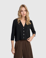 Essential Slinky Cropped Cardigan, Black