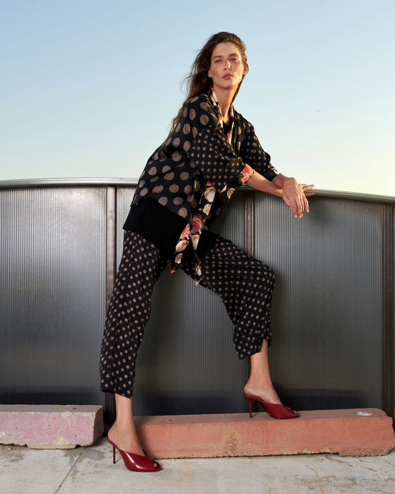 Boudoir Jacket, Black/Bronze Dots