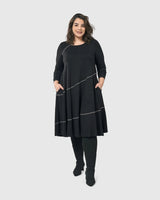 Nightingale Pullover Midi Dress, Black