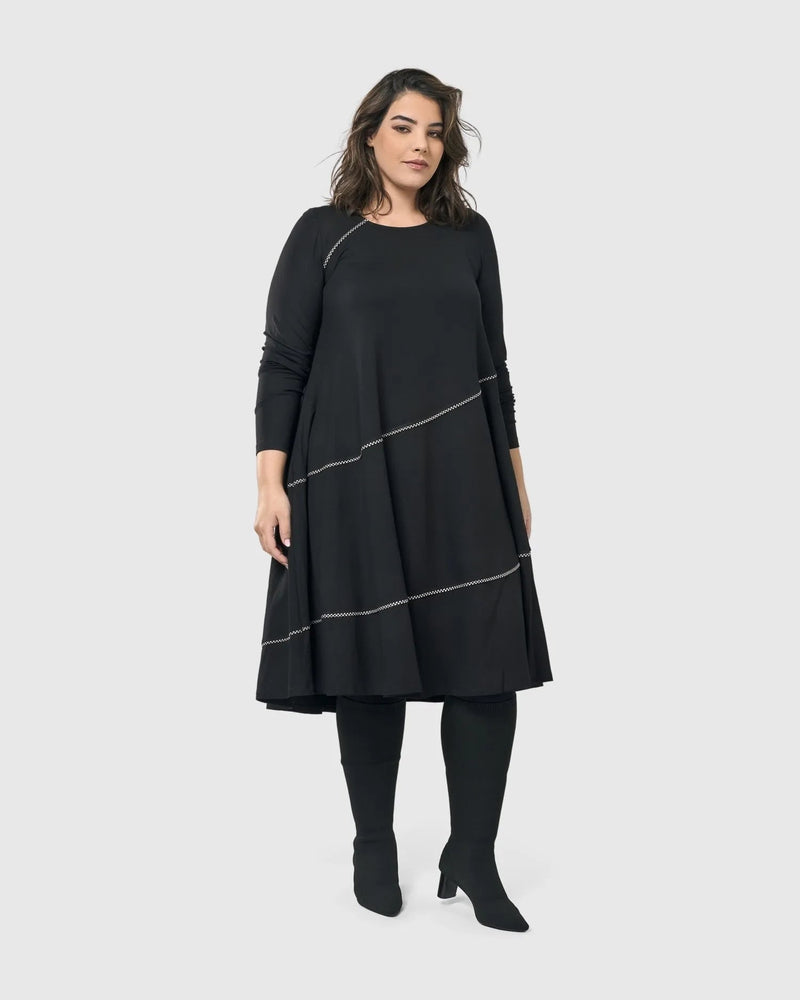 Nightingale Pullover Midi Dress, Black