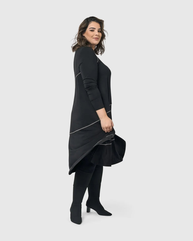 Nightingale Pullover Midi Dress, Black