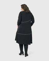 Nightingale Pullover Midi Dress, Black